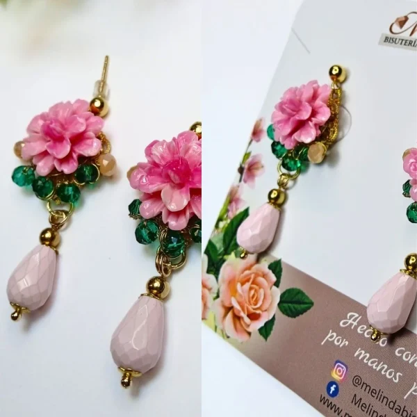 Aretes Gota Rosada - Imagen 2