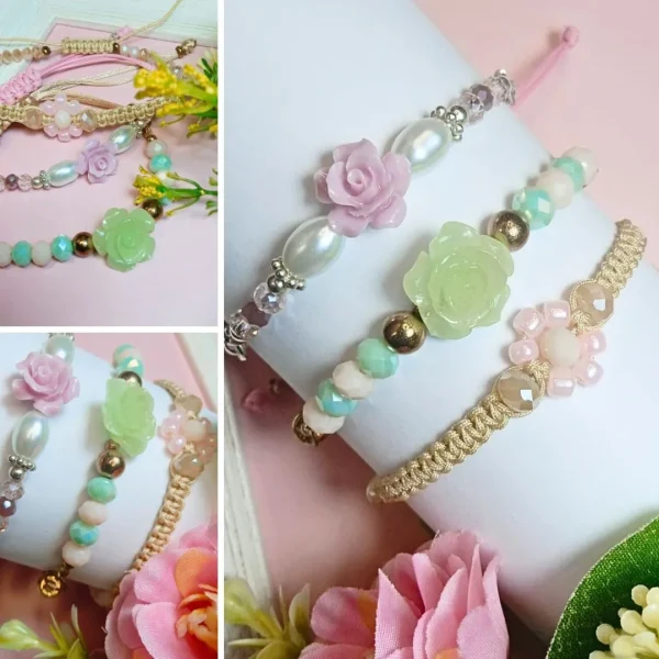 Pulseras flower x 3
